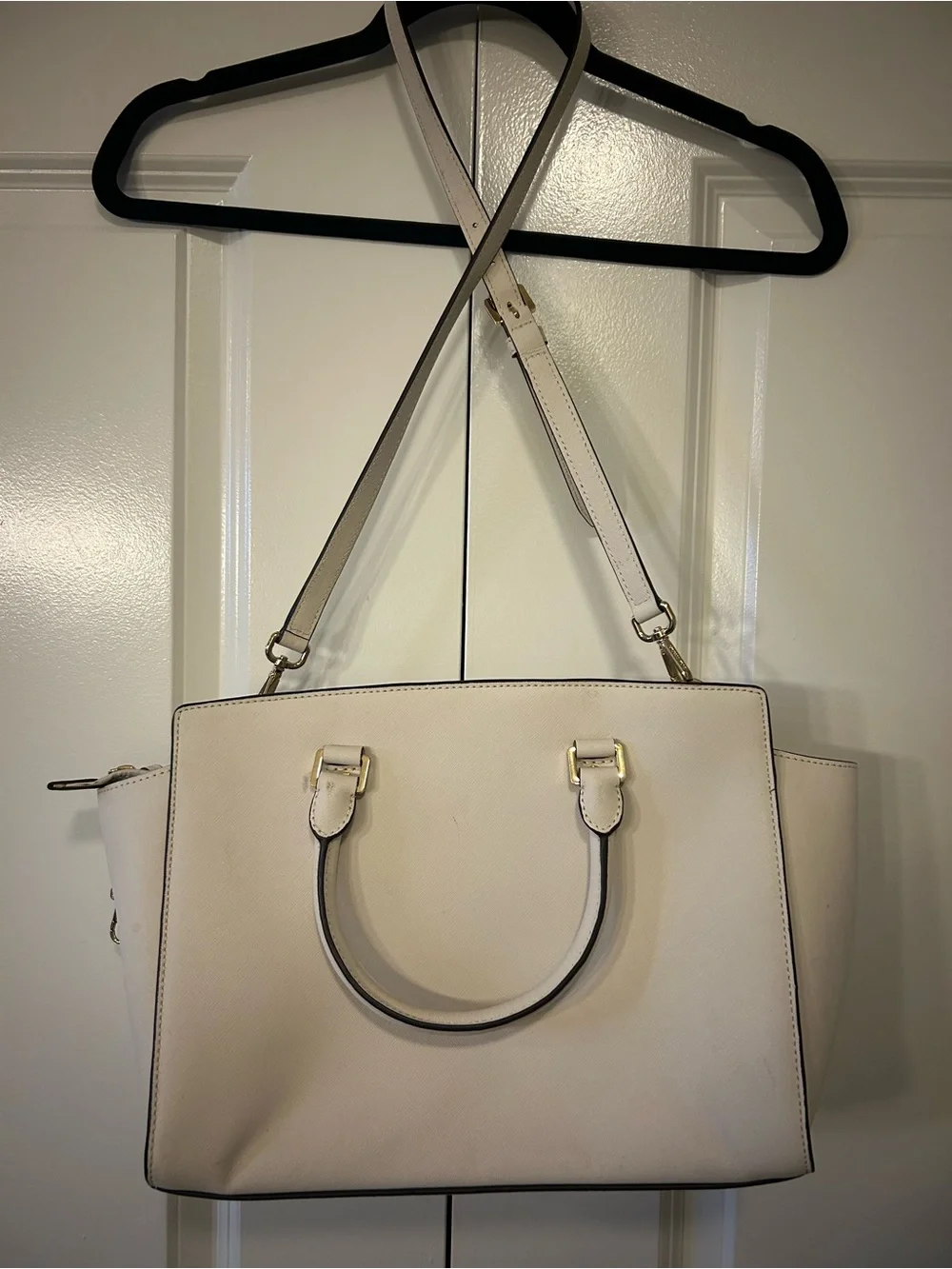 Michael Kors Ivory Leather Satchel with Gold Hardware - Picture 2 of 5